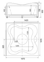 Акриловая ванна Gemy 187х187 G9089 K R с гидромассажем — фото 3, Ванны