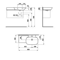 Раковина Laufen Ino 90 L 8.1330.2.000.104.1 Белая — фото 10, Раковины подвесные