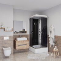 Душевая кабина Niagara Eco E90/26Q/TN (90х90х215) средний поддон(26см),стекло тонированное,4 места — фото 1, Душевые кабины