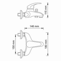 Смеситель Rhein для ванны с коротким изливом, хром, WasserKRAFT арт-1701 — фото 5, Смеситель для ванны