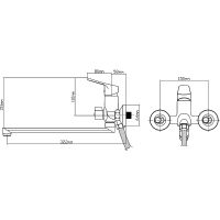 Смеситель для ванны Ростовская Мануфактура Сантехники Boou B8290-18F универсальный Хром — фото 2, Для душа и ванны