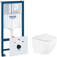 Комплект унитаза BelBagno Uno BB3105CHR/SC с инсталляцией Grohe Rapid SL 38775001 с сиденьем Микроли — фото 1, Комплекты унитаз + инсталляция