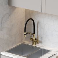 Смеситель для кухни Sancos Orta SC4008BG Золото брашированное Черный — фото 3, Смесители для кухни