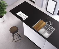 Мойка для кухни NOX 90L BRS 582x440x200 левая в комплекте с интегрированным сифоном — фото 4, Кухонные мойки