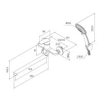 Смеситель для ванны Milardo Rora RORBL00M10 универсальный Черный матовый — фото 2, Для душа и ванны