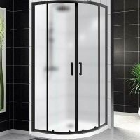 Душевой уголок BelBagno Uno 90х90 UNO-195-R-2-90-P-NERO профиль Черный матовый стекло рифленое — фото 1, Душевые уголки четверть круга