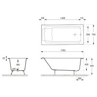 Чугунная ванна Delice Palomba 170x70 DLR230620 без отверстий под ручки и антискользящего покрытия — фото 2, Чугунные ванны