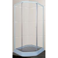 Душевой уголок Parly ZEP91 90х197 7173 профиль Белый стекло прозрачное — фото 1, Душевые уголки трапеция