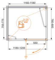 Душевой уголок CEZARES VERONA-W-AH-1-120/80-P-Cr-L — фото 2, Прямоугольные душевые уголки