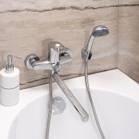 Смеситель для ванны Ростовская Мануфактура Сантехники SL55-006E универсальный Хром — фото 3, Для душа и ванны