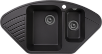 GRANFEST Мойка QUARZ 14 угловая 1,5-чаши 930*500мм черный арт.GF-Z- — фото 1, Кухонные мойки