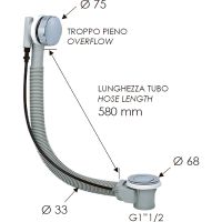 Слив-перелив Remer 96P автомат Хром — фото 2, Сливы-переливы