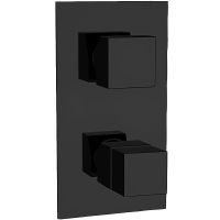 Смеситель для душа Remer Qubica Thermo QT92KBNO с термостатом Черный матовый — фото 1, Смеситель для душа