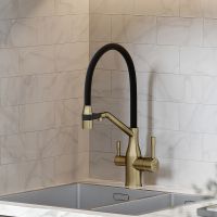 Смеситель для кухни Sancos Orta SC4008BG Золото брашированное Черный — фото 2, Смесители для кухни