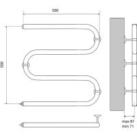 Электрический полотенцесушитель Melodia della vita Simple Electro М-образный 50х50 MTRSPE5050 Полиро — фото 2, Электрические полотенцесушители