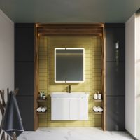 Шкаф зеркальный POINT, 70 см, 2 дверцы, 2 стеклянные полки, инфракрасный выключатель, LED-подстветка — фото 9, Шкафы для ванной