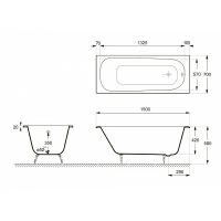 Чугунная ванна Delice Continental 150x70 DLR230612R-AS с отверстиями под ручки с антискользящим покр — фото 2, Чугунные ванны