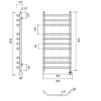Товар: Электрический полотенцесушитель Domoterm Лаура П10 500x800 ER Хром - фото 2 Электрический полотенцесушитель Domoterm Лаура П10 500x800 ER Хром — фото 2, Электрические полотенцесушители