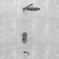 A15030 Thermo Встраиваемый комплект для ванны с изливом и верхней душевой насадкой — фото 2, Душевые системы