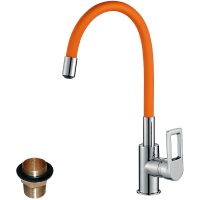 Смеситель для кухни Rossinka Z35-35U-Orange Хром Оранжевый — фото 1, Смесители для кухни