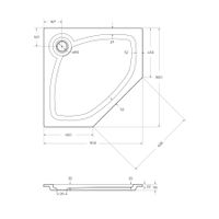 Поддон из искусственного мрамора CEZARES TRAY-S-P-90-56-W — фото 2, Душевые поддоны из литьевого мрамора