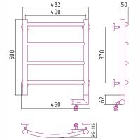 Электрический полотенцесушитель Сунержа Галант 2.0 500x400 R 31-5201-5040 Черный матовый — фото 3, Электрические полотенцесушители