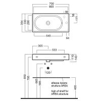 Раковина Hatria Area 70 L Y0W901 Белая — фото 2, Раковины
