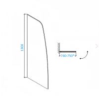 Товар: Шторка на ванну Parly 75x130 F04B профиль Черный стекло прозрачное - фото 2 Шторка на ванну Parly 75x130 F04B профиль Черный стекло прозрачное — фото 2, Шторки для ванной распашные