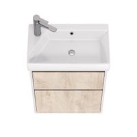 Товар: Тумба SLIM, 55 см, подвесная/напольная, 2 ящика, белый глянец / дуб кантри - фото 5 Тумба SLIM, 55 см, подвесная/напольная, 2 ящика, белый глянец / дуб кантри — фото 5, Тумбы под раковину