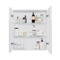 Шкаф зеркальный POINT, 70 см, 2 дверцы, 2 стеклянные полки, инфракрасный выключатель, LED-подстветка — фото 7, Шкафы для ванной