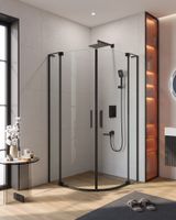 Душевой уголок CEZARES SLIDER-R-2-90/100-C-NERO — фото 1, Душевые уголки четверть круга