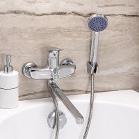 Смеситель для ванны Ростовская Мануфактура Сантехники SL120-006E универсальный Хром — фото 6, Для душа и ванны