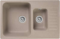 GRANFEST Мойка QUARZ 21К 1,5-чаши+крыло 740*480мм песочный арт.GF-Z- — фото 1, Кухонные мойки
