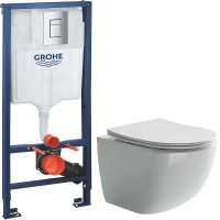 Комплект унитаза Ceramicanova Forma CN3009 с инсталляцией Grohe Rapid SL 38772001 с сиденьем Микроли — фото 1, Комплекты унитаз + инсталляция