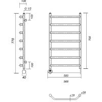 Электрический полотенцесушитель Domoterm Лаура П7 500x700 АБР EL Античная бронза — фото 2, Электрические полотенцесушители