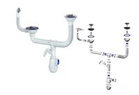 Сифон двойной GRAND+ 3 1/2&quot; телескоп. труб. с поворот. чашей, круг перелив. и отвод (СН 3143-11 — фото 1, Комплектующие