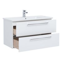 Тумба GIO, 100 см, подвесная, 2 ящика, белый глянец — фото 13, Тумбы под раковину