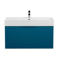 Тумба подвесная под раковину с выдвижным ящиком и внутренним ящиком CEZARES PREMIUM 55443 Plisse Blu — фото 1, Тумбы под раковину