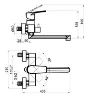 Смеситель для ванны Azario Treya AZ-15681721 Хром — фото 2, Для душа и ванны