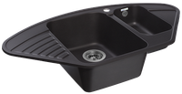 GRANFEST Мойка QUARZ 14 угловая 1,5-чаши 930*500мм черный арт.GF-Z- — фото 2, Кухонные мойки