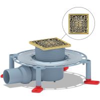 Душевой трап Bronze de Luxe Узоры 21962-5602 с решеткой Бронза — фото 1, Трапы для душа