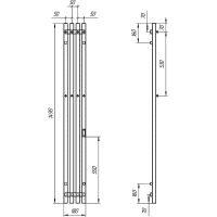 Электрический полотенцесушитель Grois Quartet GR-125 180х1500 П3 RAL 9005 R Черный матовый — фото 2, Электрические полотенцесушители