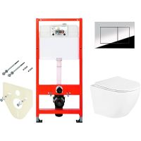 Комплект унитаза BelBagno Uno BB3105CHR/SC с инсталляцией Tece Profil 9400412 с сиденьем Микролифт и — фото 1, Комплекты унитаз + инсталляция