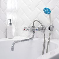 Смеситель для ванны Ростовская Мануфактура Сантехники SL119-143 универсальный Хром — фото 2, Для душа и ванны