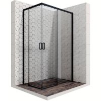 Душевой уголок Ambassador Queen 120х80 11011205RBlack профиль Черный стекло прозрачное — фото 1, Душевые уголки