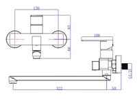 Смеситель "Beijing" д/ванны, излив 350 мм, c акс., арт. BJ31 — фото 2, Для душа и ванны