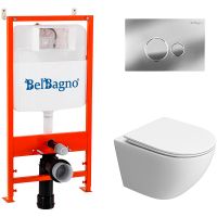 Комплект унитаза с инсталляцией BelBagno Uno-Tor BB5177CH-TOR/SC/BB026/BB081CR с сиденьем Микролифт  — фото 1, Комплекты унитаз + инсталляция