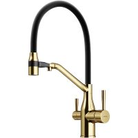 Смеситель для кухни Sancos Orta SC4008BG Золото брашированное Черный — фото 1, Смесители для кухни