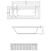 Акриловая ванна C-Bath Rea 150x70 CBQ002001 без гидромассажа — фото 6, Акриловые ванны