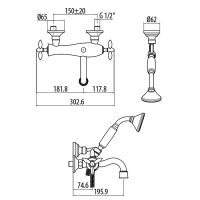 Смеситель для ванны Gattoni Timor 1800118D0oro Золото 24 карат — фото 2, Смеситель для ванны
